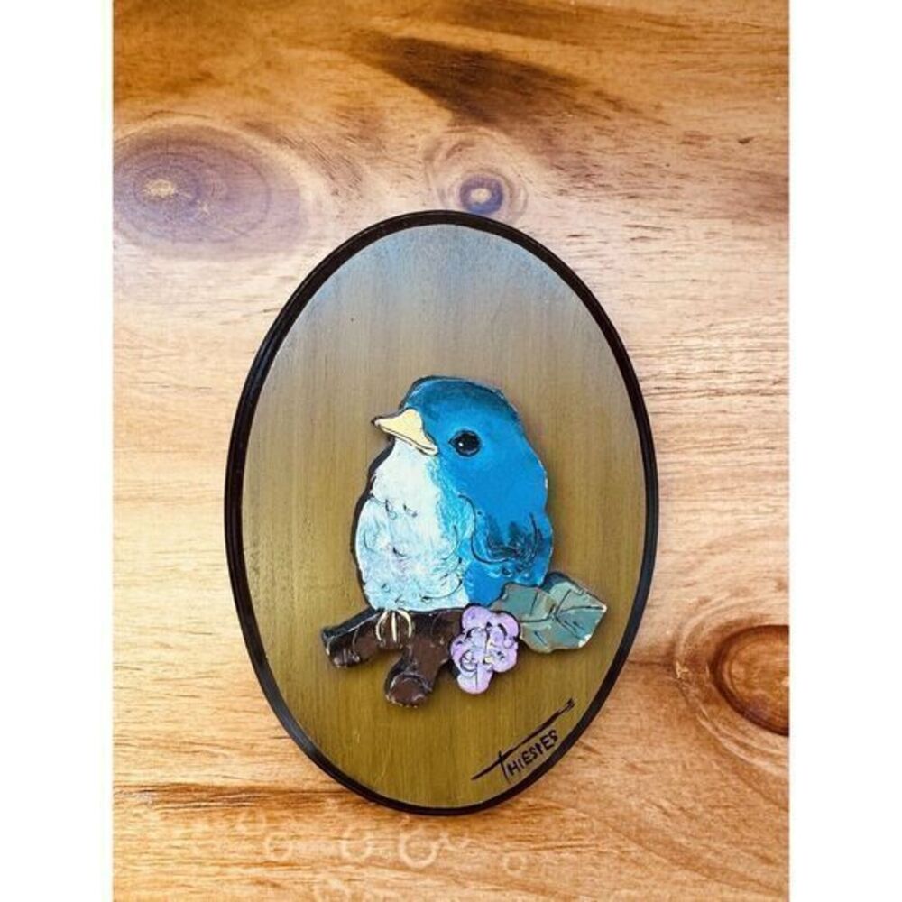 Darlene Thiesies Dutch‎ Blue LoveBird Plaque Wall Handcrafted Clay Creation